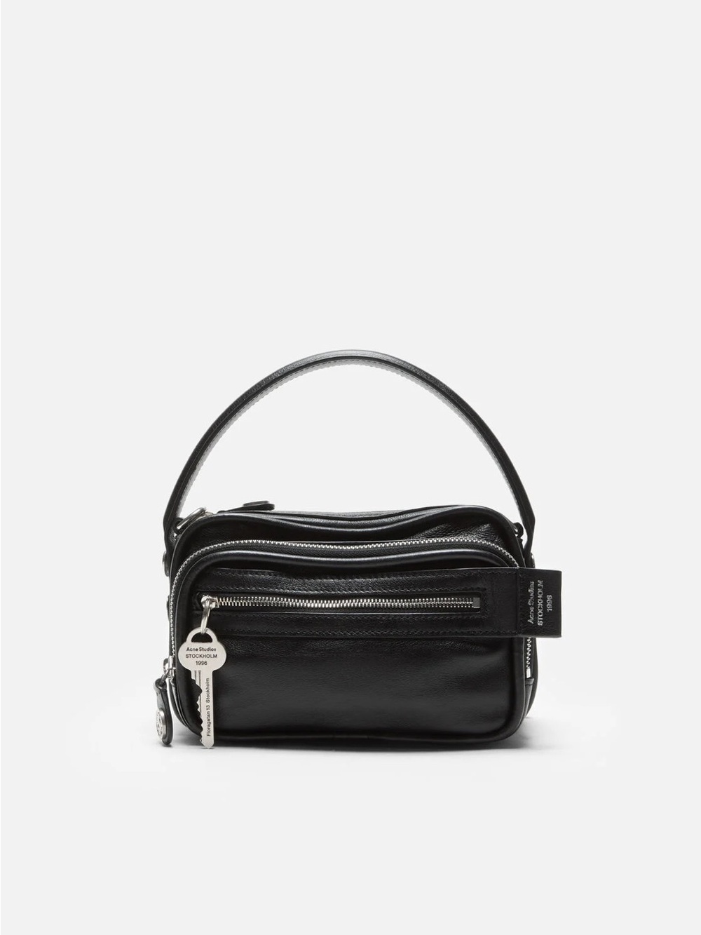 Acne Black Leather Belt/Shoulder Bag with Silver Hardware